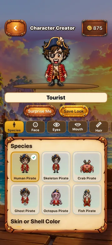 Choosing a species in the captain creator